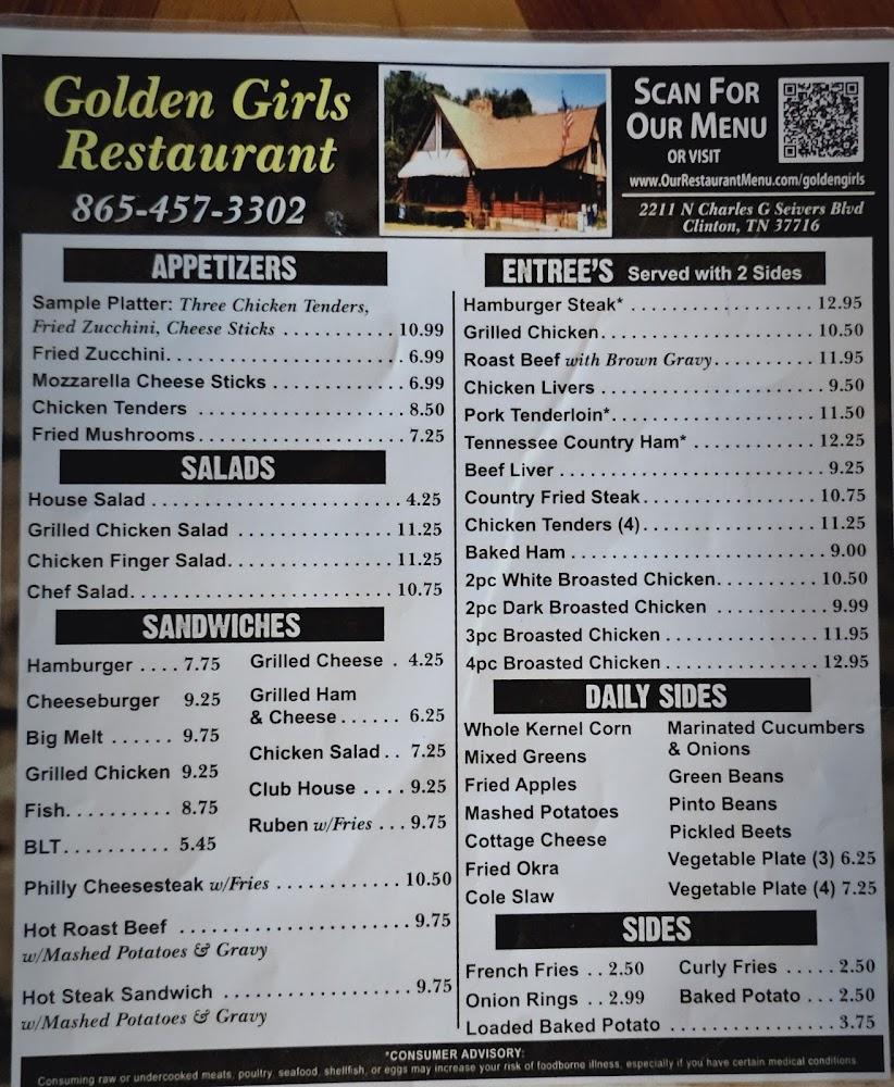 Golden Girls Restaurant Menu image 2