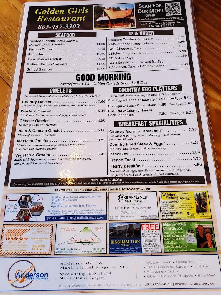 Golden Girls Restaurant Menu image 3