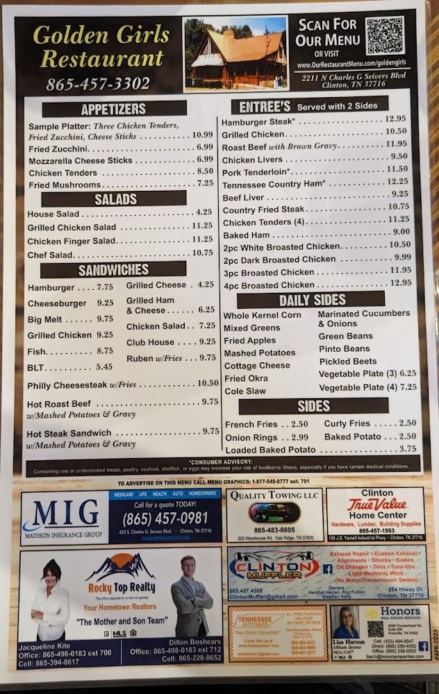 Golden Girls Restaurant Menu image 4